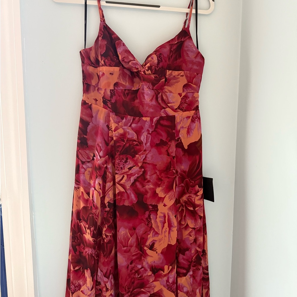 Lulu's Vibrant Floral Maxi Dress in Red and Orange